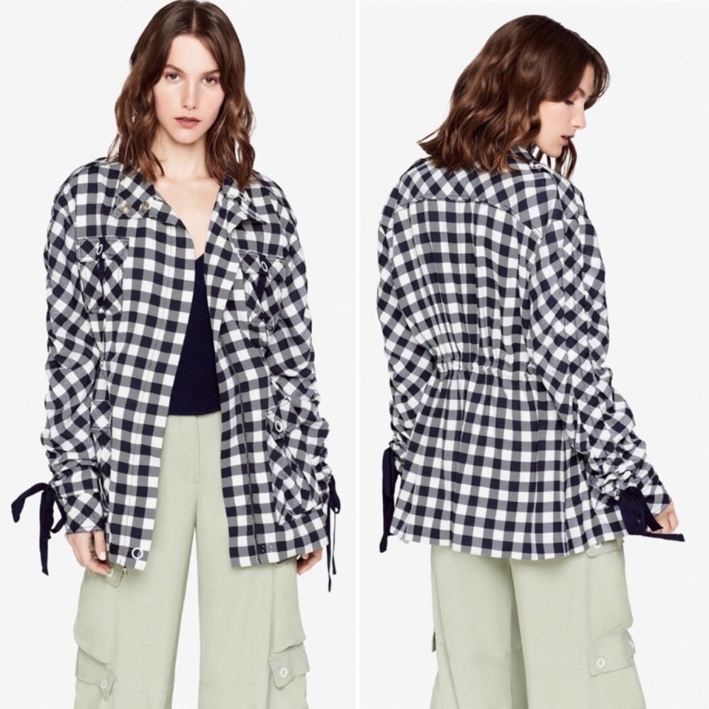 Jonathan Simkhai Midnight Gingham Twill Utility Jacket New NWT XS